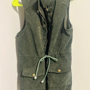 Green Sleeveless Vest with Drawstring